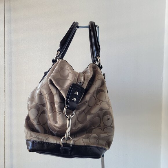 Coach Ashley Signature Sateen Brown/Khaki Satchel Handbag - Picture 8 of 16